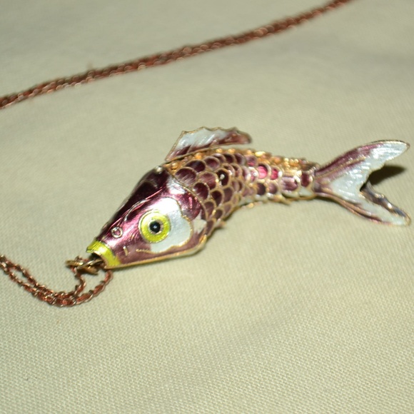 Jewelry - Enamel Painted Fish Animal Statement Necklace
